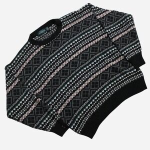 Mens Vintage 90s Cricketeer Wool Acrylic Blend Fair Isle Grandpa Sweater